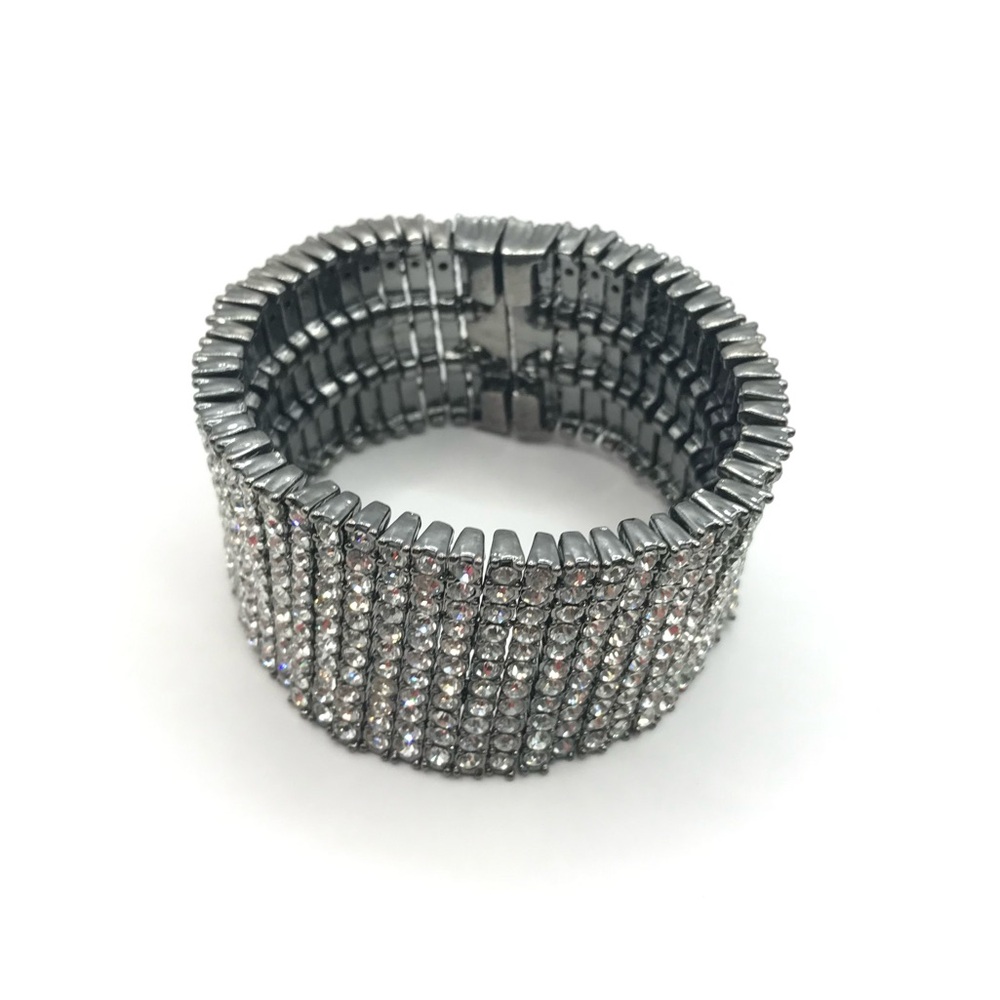 Black with Pave Rhinestones Memory Bracelet - Picture 4 of 8
